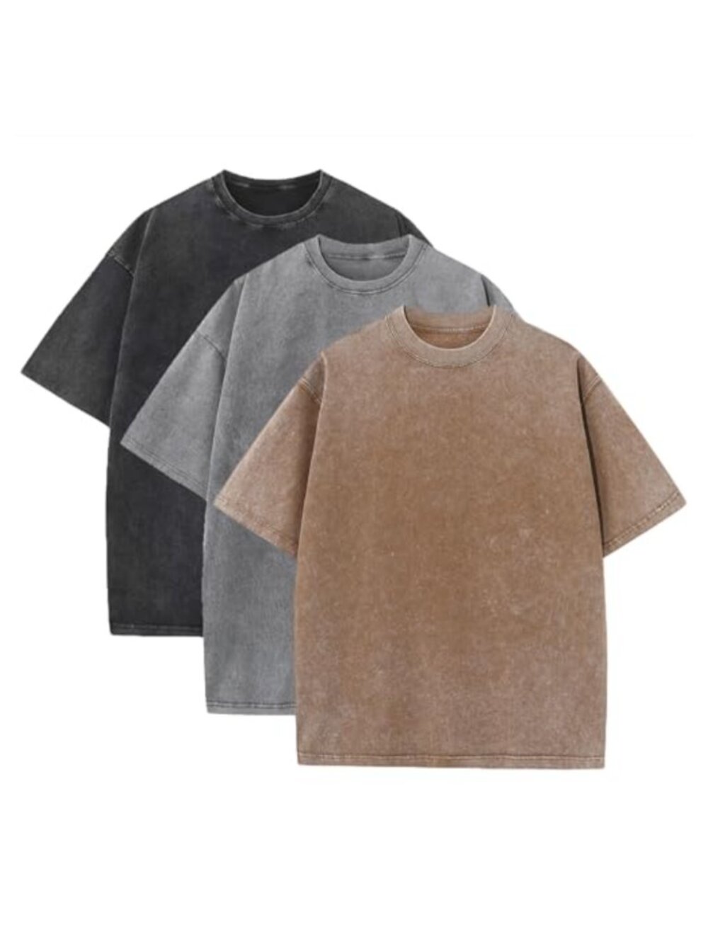 3 Pack Men's Oversized Heavy Cotton Vintage T-Shirts Loose Fit Crew Neck Tee